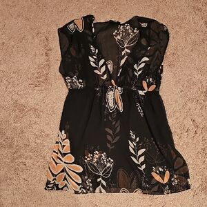 Poetry Black and Orange Floral Mini Dress